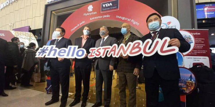 Türkistan’dan ilk uluslararası uçuş Türkiye’ye yapıldı