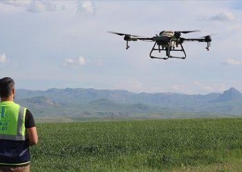 Erzurumlu çiftçiler tasarruf için ilaçlamayı dronla yapıyor